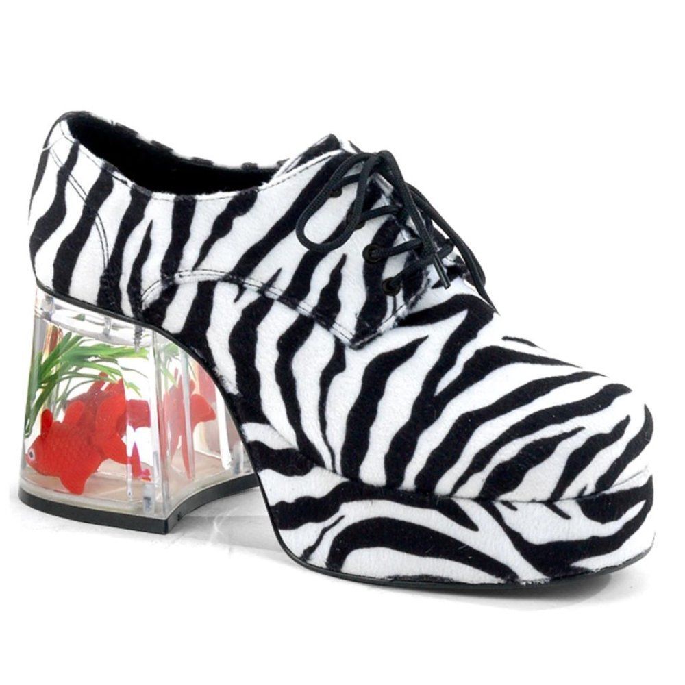 Men's Funtasma Pimp-02 Zebra Print Fish Oxfords Size 10/11
